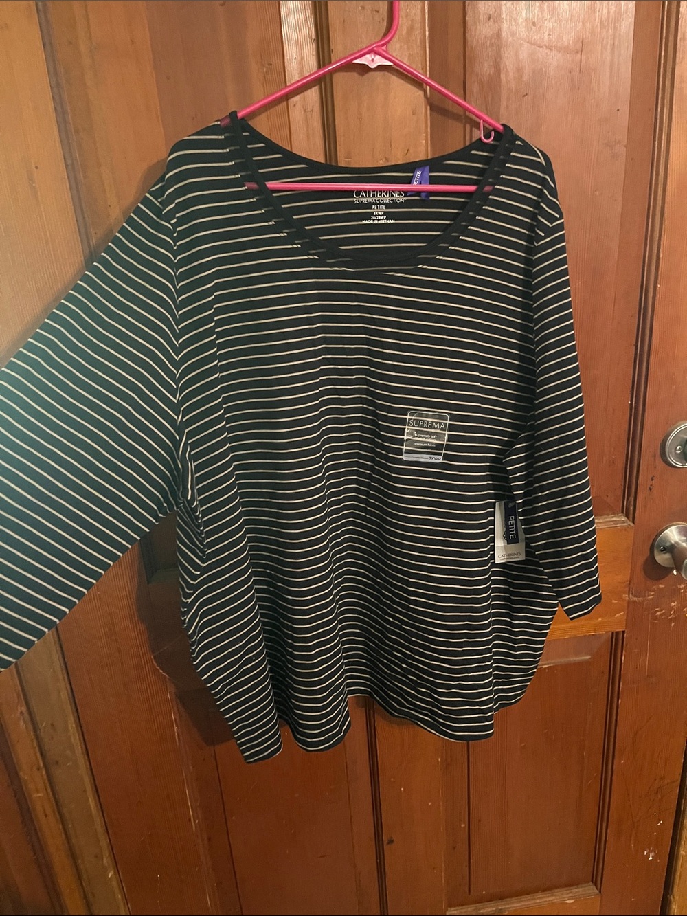 Catherines Black and White Striped Scoop Neck Top